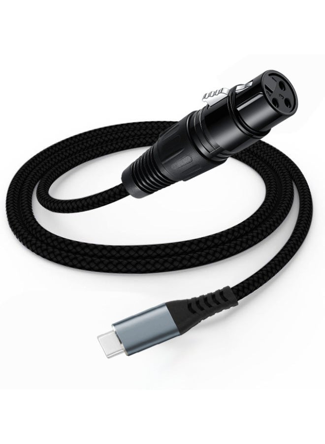 Xlr إلى Usb-c خط تسجيل ميكروفون خط الصوت المحمي بالنحاس النقي لـ IPONE MAC- اللون: Type-c إلى Xlr (شريحة DAC + شبكة قطنية مضفرة) - الطول: 3 أمتار