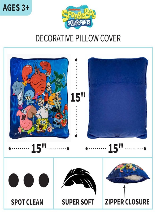 Franco Kids Bedding Soft Decorative Pillow Cover, 15 in x 15 in, Spongebob Squarepants - Image 3