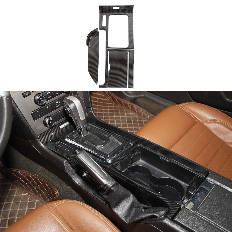 جيمين متوافق مع فورد موستانج 2010-2014 4 قطع غطاء إطار حامل الكوب من ألياف الكربون