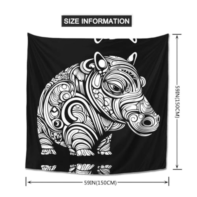 Hippopotamus Abstract Print decorative tapestry, suitable for wall decoration in living rooms and bedrooms - Image 3