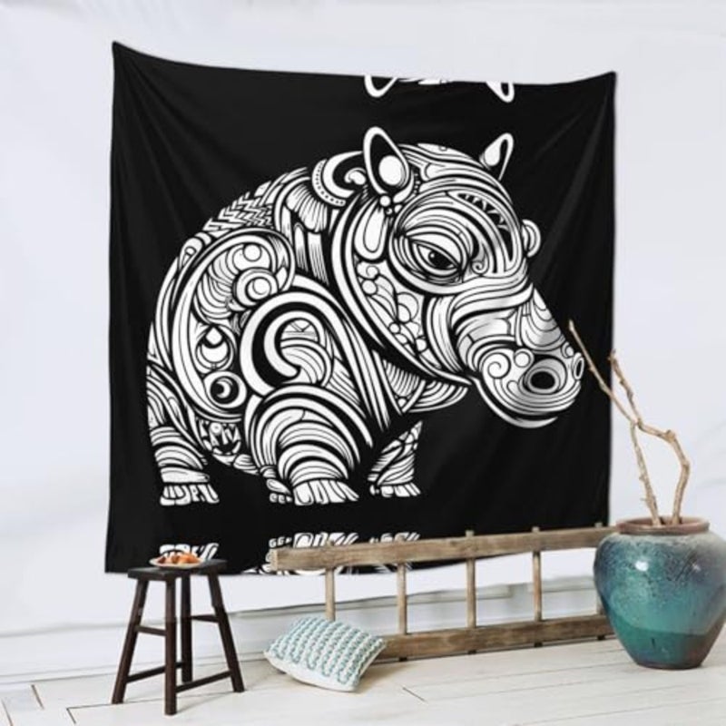 Hippopotamus Abstract Print decorative tapestry, suitable for wall decoration in living rooms and bedrooms - Image 4
