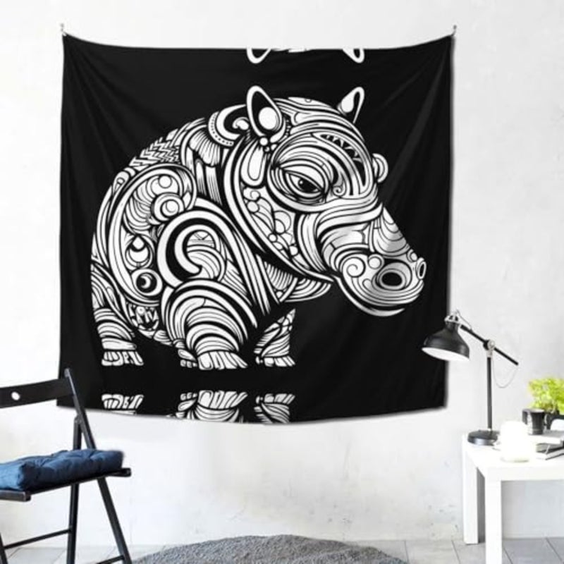 Hippopotamus Abstract Print decorative tapestry, suitable for wall decoration in living rooms and bedrooms - Image 2