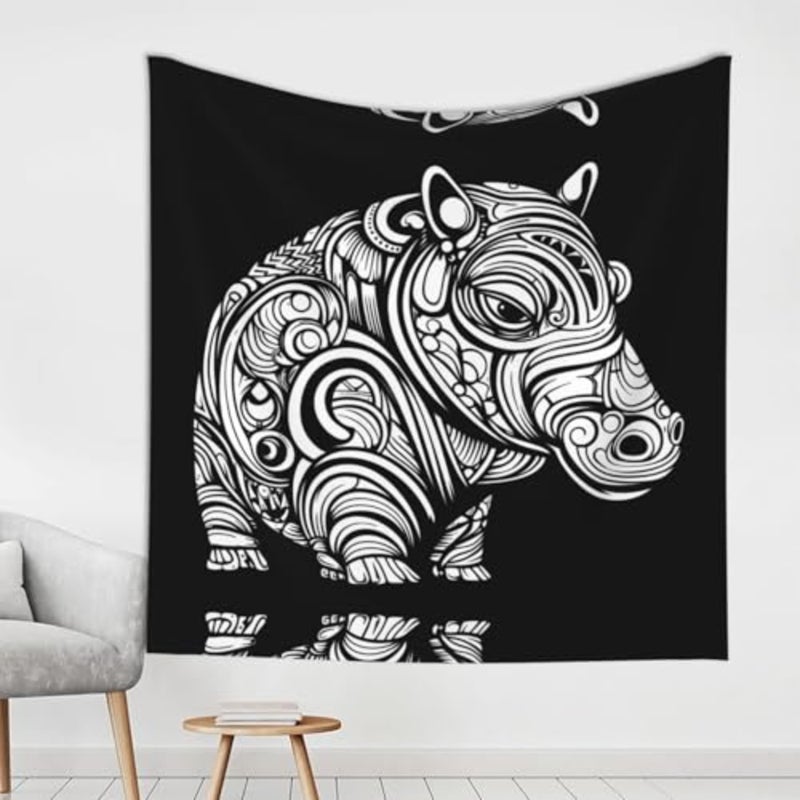 Hippopotamus Abstract Print decorative tapestry, suitable for wall decoration in living rooms and bedrooms - Image 1
