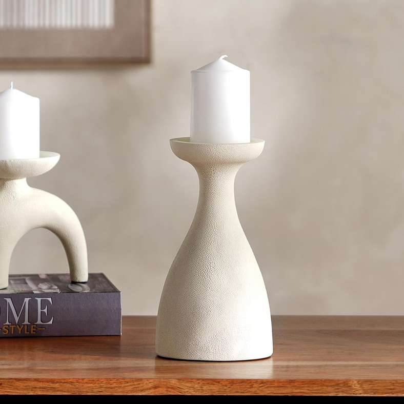 Pan Home Beige Polyresin Candle Holder for Home - Image 1