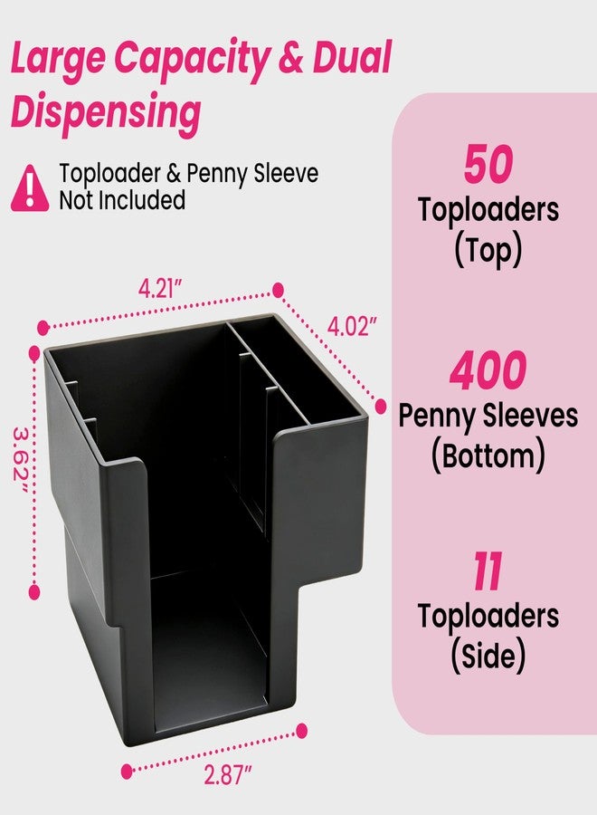 LUVCOSY 2Pcs Black TCG Toploader & Penny Sleeve Station, Dual Dispenser Each Holds 400 Penny Sleeves & 100 Top Loaders for Card Storage, Trading Card Holder with Exclusive Storage, All-in-One Storage. - Image 3