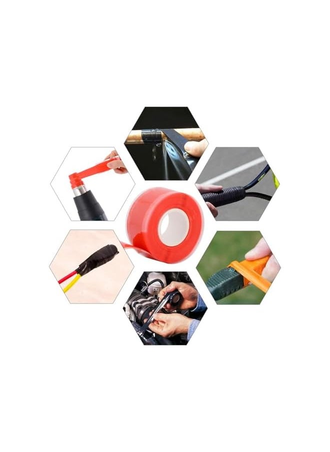 PROMASS promass COOLive Self-Fusing Silicone Tape Fusional Repair Tape Self-Adhesive for Leak Seal Repair Electrical Insulation Tape Waterproof Airtight Tape Multi-Purpose Soft Rubber Strip 3mx25mmx0.5mm Red  - Image 4