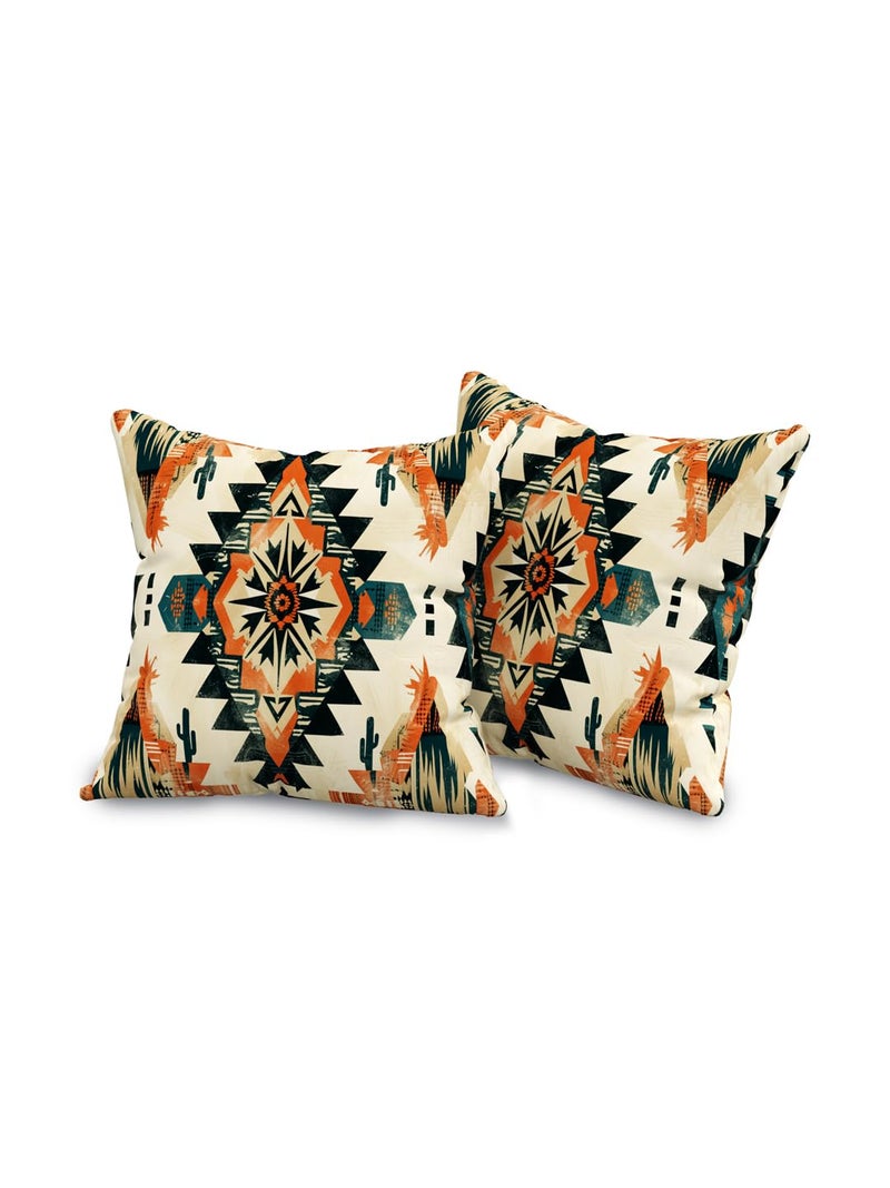 EVER HOME Diwan Set Covers Pure Cotton Digital Printed Standard 8 Pieces Diwan Set Covers (1 Single Bedsheet, 2 Bolster Covers, 5 Cushion Covers) (Black&Beige) - Image 4