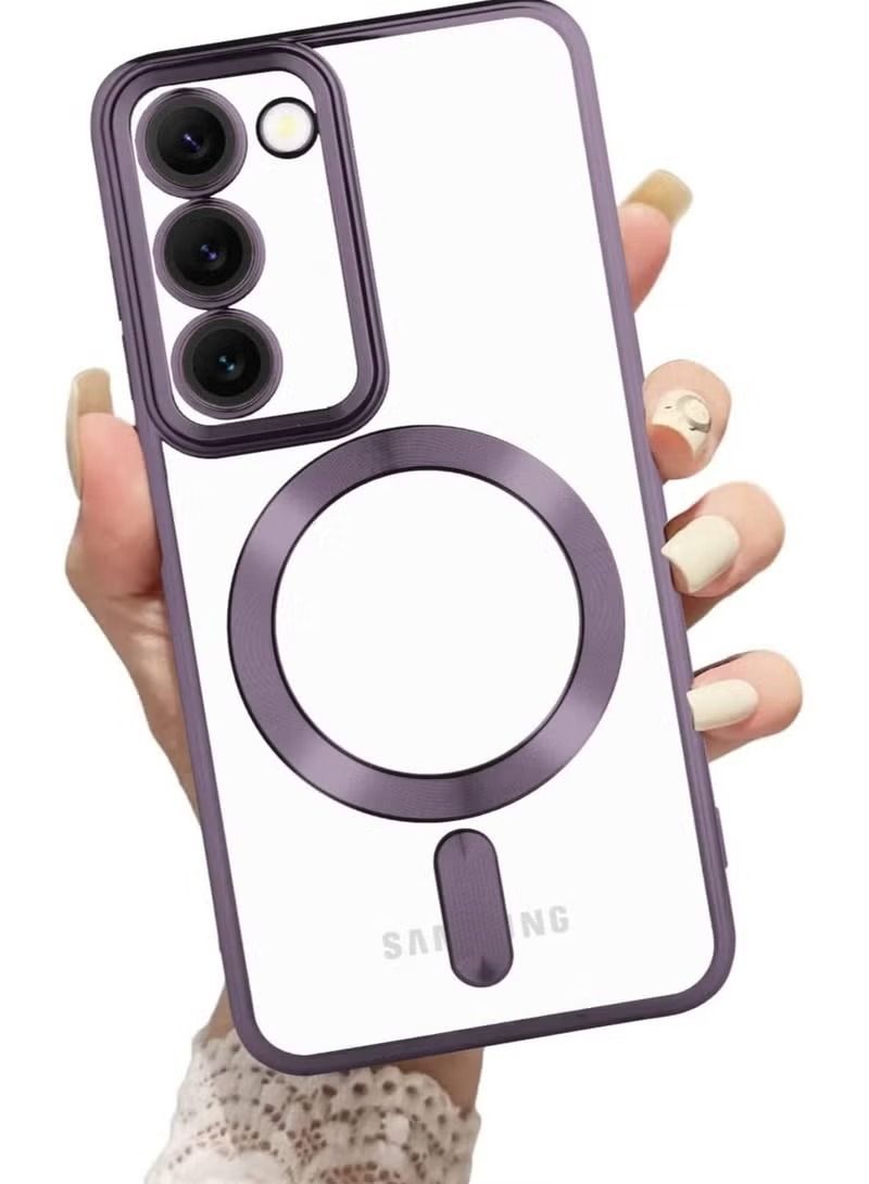 فيسوس جراب مغناطيسي شفاف لهاتف Galaxy S23 Plus ، متوافق مع MagSafe ، جراب مطلي بالكهرباء بتصميم قلب الحب مصنوع من مادة البولي يوريثان الناعم المقاوم للصدمات ، جراب واقٍ لعدسة الكاميرا الكاملة