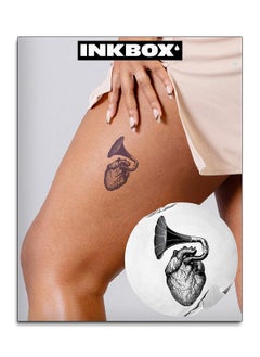 Inkbox Temporary Tattoos, Semi-Permanent Tattoo, One Premium Easy Long Lasting, Water-Resistant Temp Tattoo with For Now Ink - Lasts 1-2 Weeks, Heart Tattoo, 4 x 4 in, Amplify