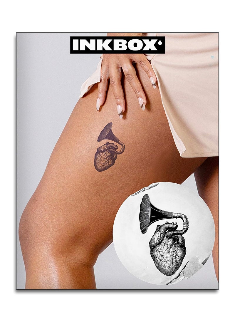 inkbox - Inkbox Temporary Tattoos, Semi-Permanent Tattoo, One Premium Easy Long Lasting, Water-Resistant Temp Tattoo with For Now Ink - Lasts 1-2 Weeks, Heart Tattoo, 4 x 4 in, Amplify - Image 1