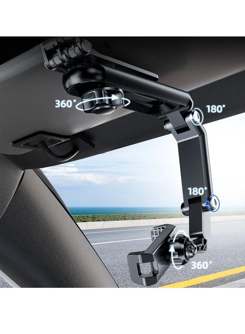 AROAQ Sun Visor Phone Holder, Portable Folding Car Phone Holder Mount, Multifunctional Cell Phone Stand With All Angle Rotation, Durable Mobile Phone Folder For Car Home Office, (Grey) - Image 2