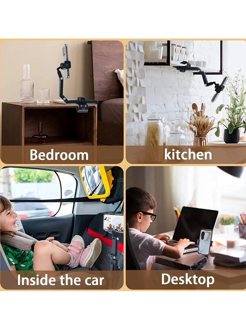 AROAQ Sun Visor Phone Holder, Portable Folding Car Phone Holder Mount, Multifunctional Cell Phone Stand With All Angle Rotation, Durable Mobile Phone Folder For Car Home Office, (Grey) - Image 5