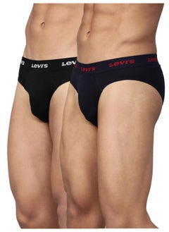 Levi's Levi's Men's Cotton Style #009 Neo Regular Fit Solid Brief (Pack of 2) (#009-BRIEF-BLK/NAVY-P2_Black,Navy_M)  - Image 1