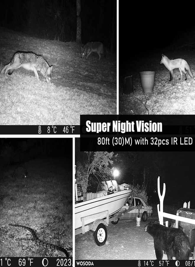 WOSODA 36MP 1920P Trail Camera, Game Camera with Night Vision Motion Activated 0.2s Trigger Time 120° Wide Sensor Hunting Deer Cam Waterproof with 2'' LCD for Outdoor Wildlife Monitoring - Image 3