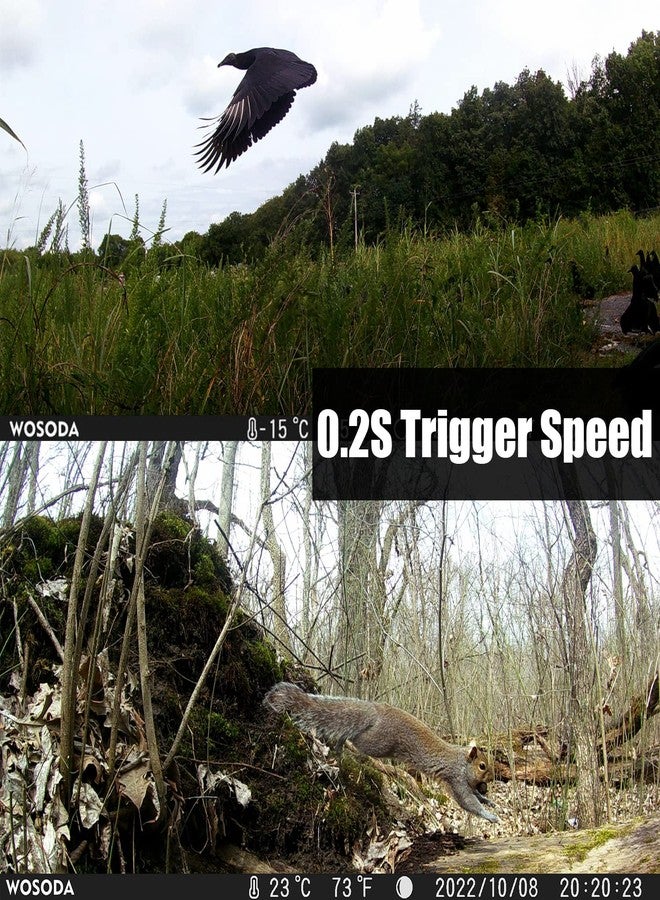 WOSODA 36MP 1920P Trail Camera, Game Camera with Night Vision Motion Activated 0.2s Trigger Time 120° Wide Sensor Hunting Deer Cam Waterproof with 2'' LCD for Outdoor Wildlife Monitoring - Image 2