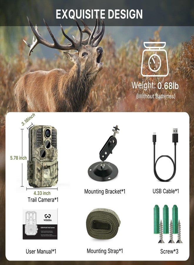 WOSODA 36MP 1920P Trail Camera, Game Camera with Night Vision Motion Activated 0.2s Trigger Time 120° Wide Sensor Hunting Deer Cam Waterproof with 2'' LCD for Outdoor Wildlife Monitoring - Image 4