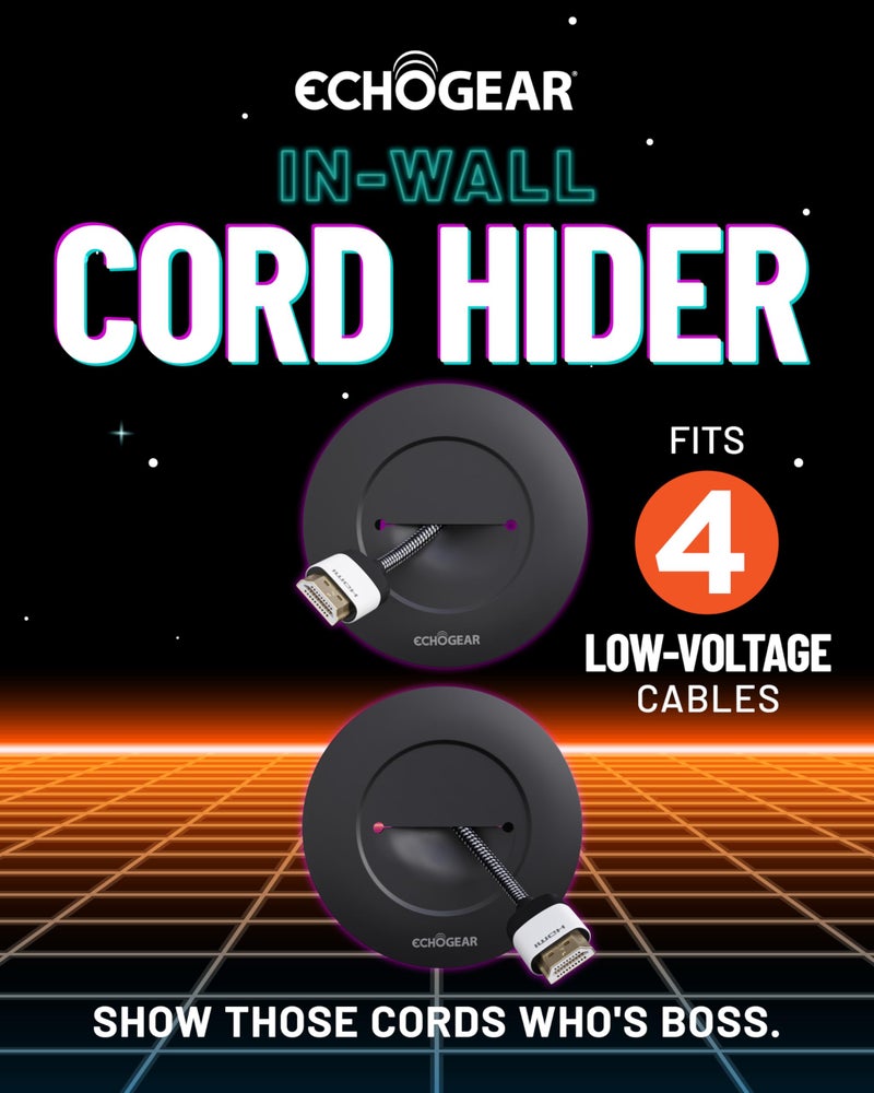 ECHOGEAR TV Cord Hider for Wall Mounted TV - Cable Management Kit Hides TV Wires - Includes 2 Pass Throughs, Locking Brackets, and Hole Saw Drill Attachment (Black) - Image 2