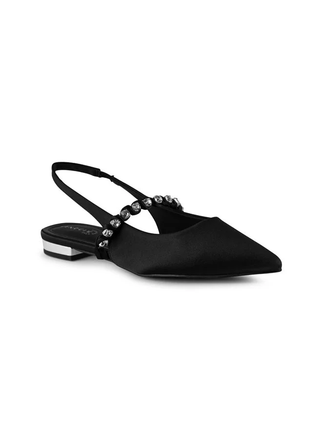 Vincci Black Women Pointed Toe Low Heel Ankle Strap Sandals for Women | Best Price UAE