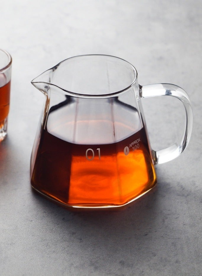 حصريا طقم وعاء لصب القهوة يدوي مجموعة كوب تقديم زجاجي مُقاوم للحرارة شفاف V60 الة قهوة سيرفر إبريق شاي لتحضير القهوة بالتقطير 450مل مع بفلتر ماكينة صنع قهوة كيميكس بالتنقيط - Image 4