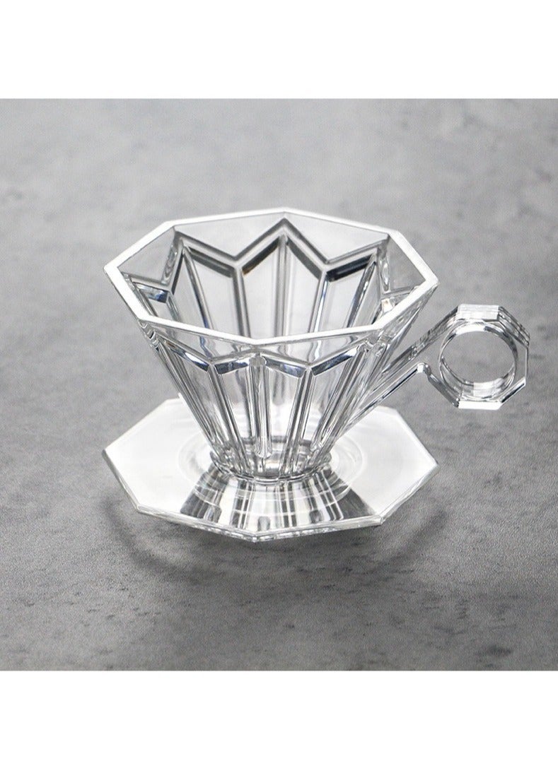 حصريا طقم وعاء لصب القهوة يدوي مجموعة كوب تقديم زجاجي مُقاوم للحرارة شفاف V60 الة قهوة سيرفر إبريق شاي لتحضير القهوة بالتقطير 450مل مع بفلتر ماكينة صنع قهوة كيميكس بالتنقيط - Image 5