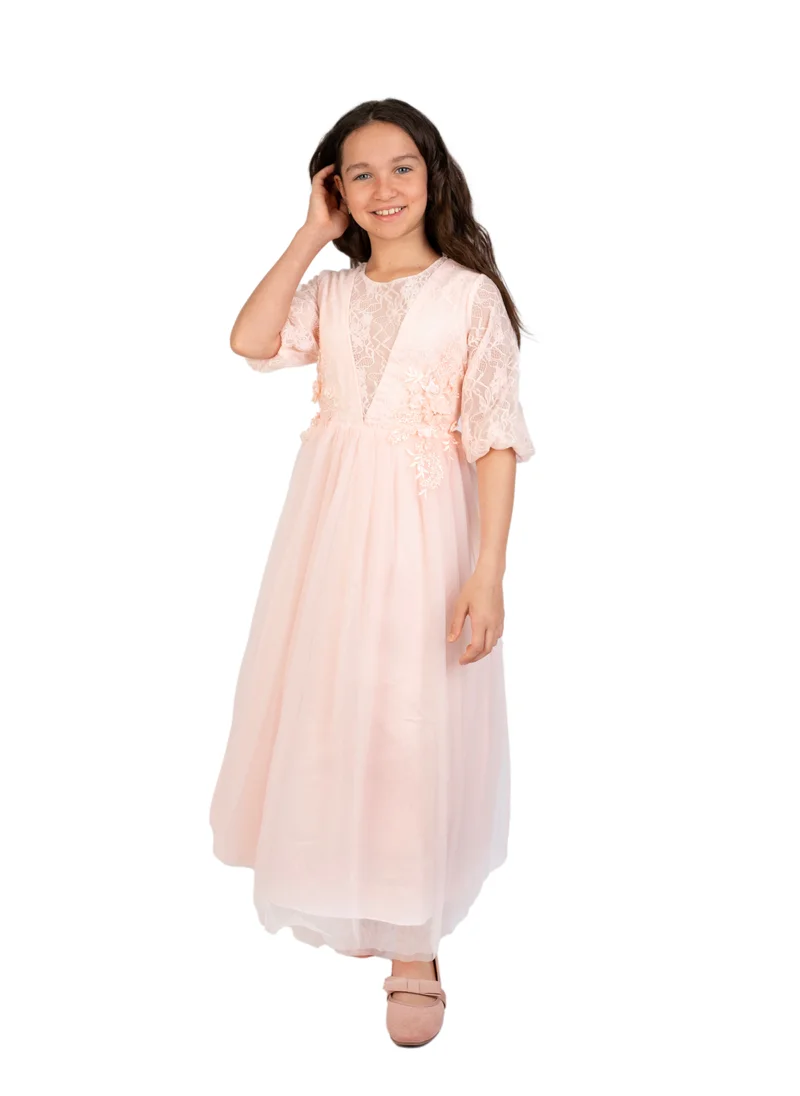 D'Daniela Julietta Pink Party Dress with Sleeves