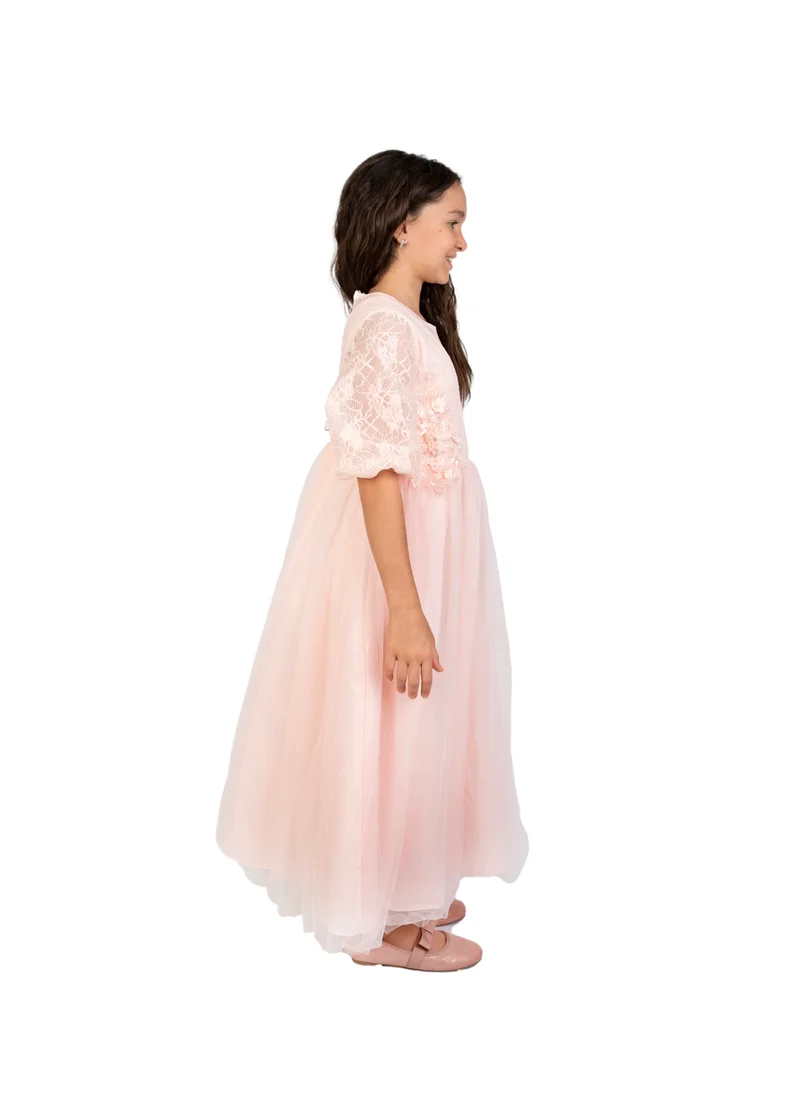 D'Daniela Julietta Pink Party Dress with Sleeves