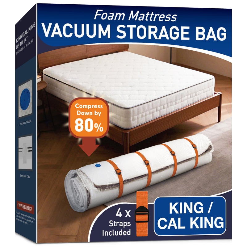 LVYSHOW Mattress Vacuum Storage Bag for Memory Foam Latex and Hybrid Mattress Easy Moving and Storage KingCal King Size