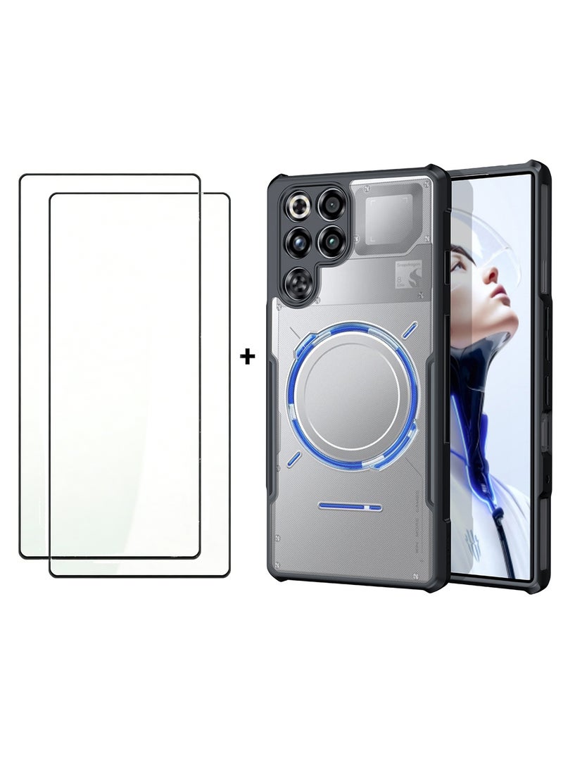 Adando [1+2] for Nubia Red Magic 11 Pro / 11 Pro+ Case and Screen Protector Accessorise, TPU+PC Shookproof Protection Bumper Back Cover, Matte Clear Protective Casing, High Qualit, Scratch Resistant (Black) - Image 1