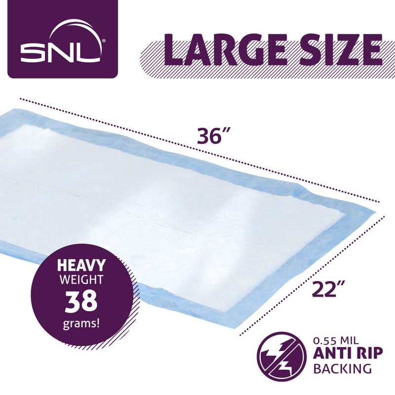 SNL Large 22 x 36 Inches Premium Disposable Underpads by SNL - Chux - 25 Pack - Excellent Absorbency, Fluff Heavy Weight Cotton Top - Pet, Baby, Bedding and More - Made in USA - Image 2
