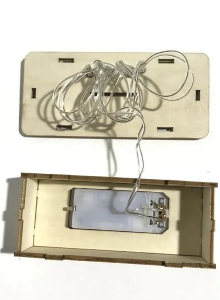 Grneric Wood Moon Fanoos Table Lamp Décor – 19×14 cm | Ramadan & Eid Home Accent - Image 4