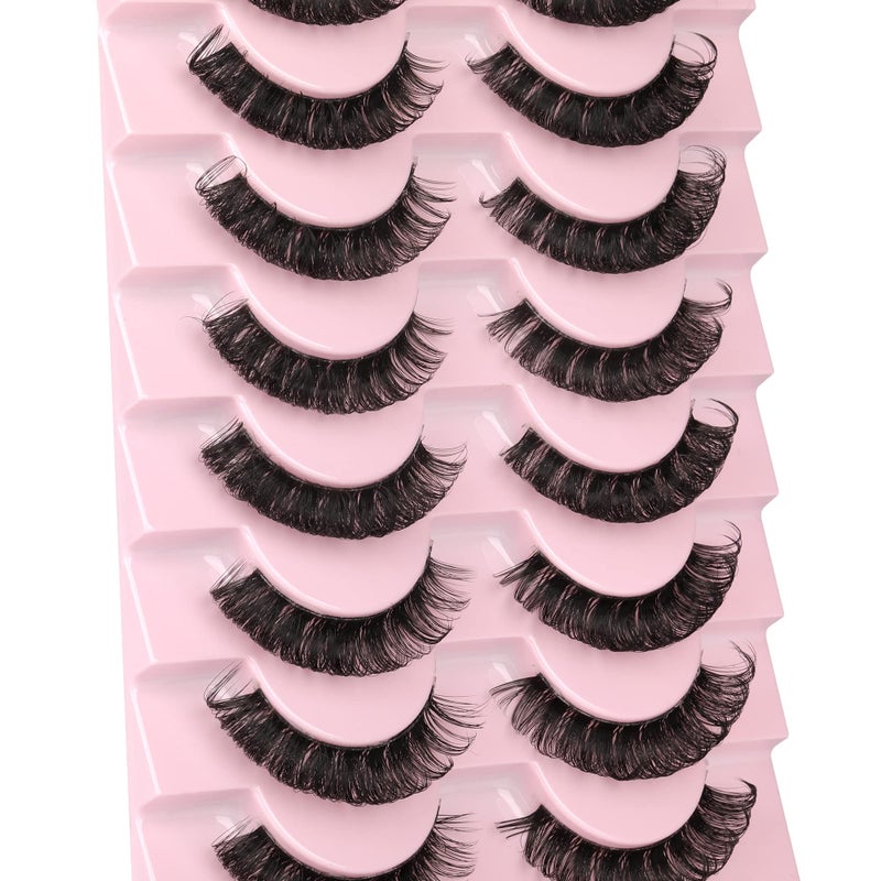 Newcally Newcally Lashes Nautral Look False Eyelashes Russian Strip Lashes Mink Wispy Lashes Pack Dcurly Thick Full Volume Cat Eye Lashes Look Like Extensions 10 Pairs