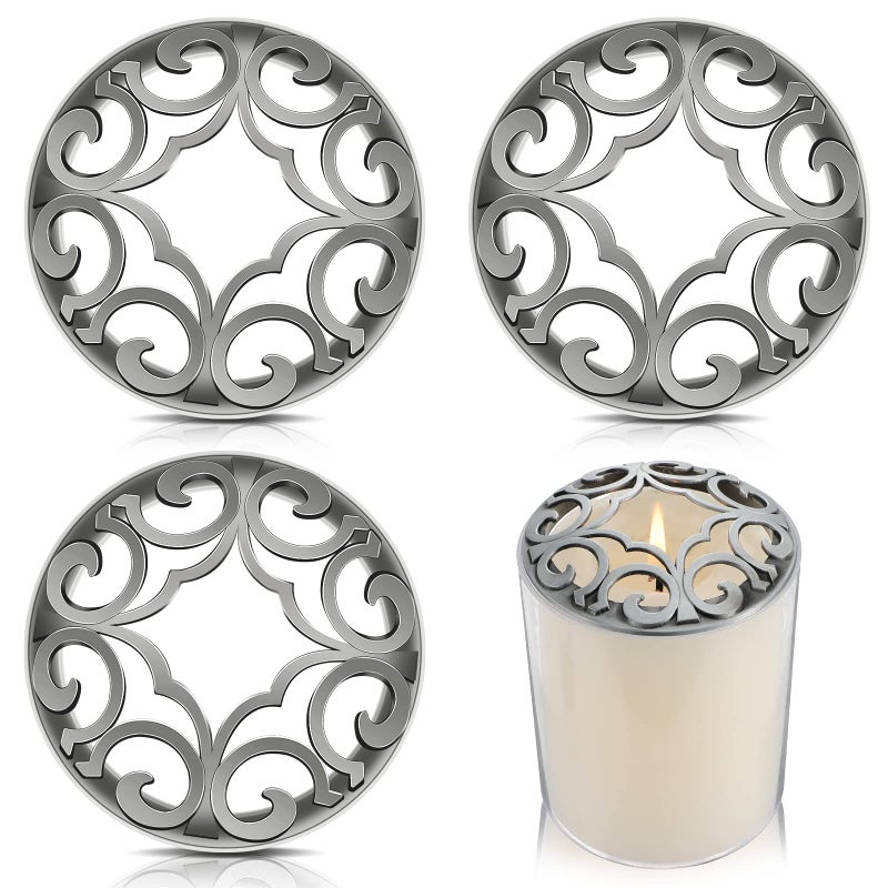 Shellwei 4 Pcs Candle Toppers to Burn Evenly Silver Jar Lid Scented Candles Cover Accessories Gifts for Woman