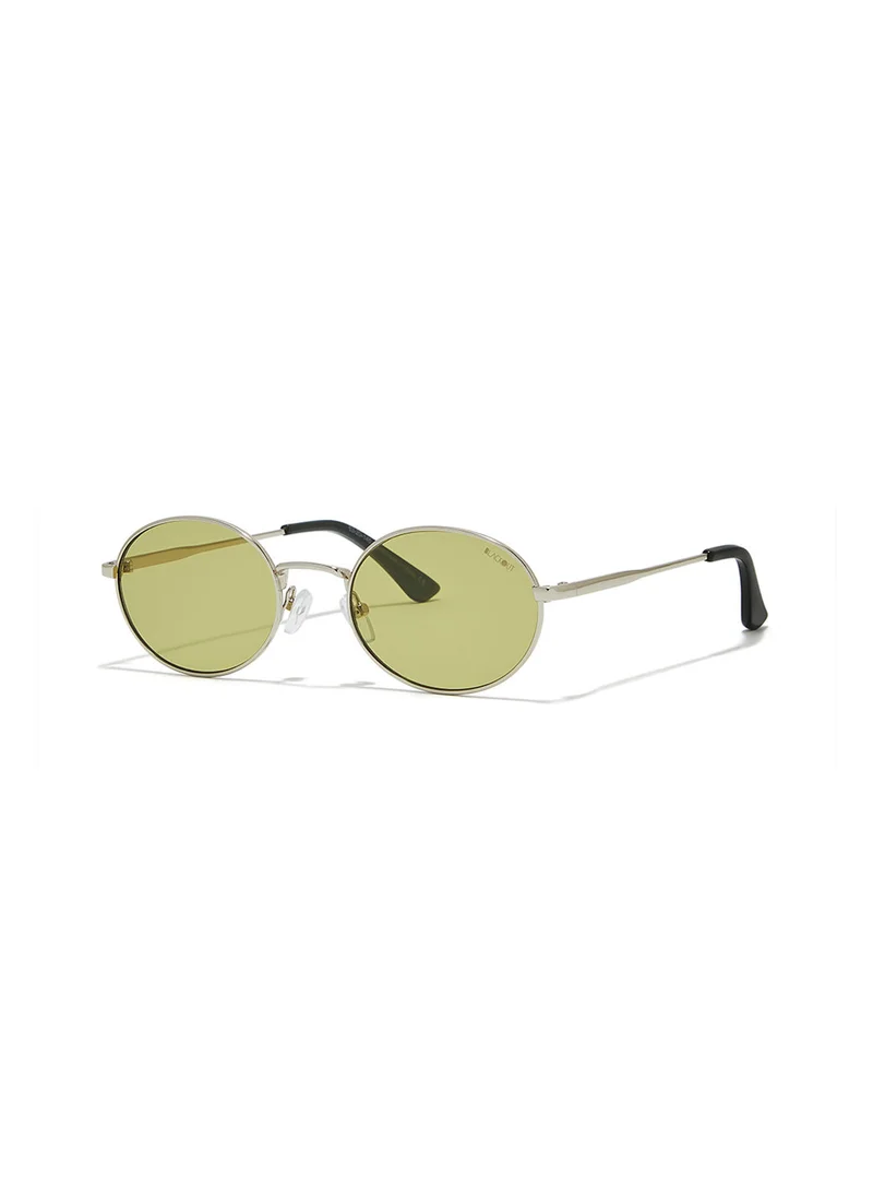 Blackout Base,Unisex Sunglasses, Oval Sunglasses, UV Protection: UV400 (Silver,Green)