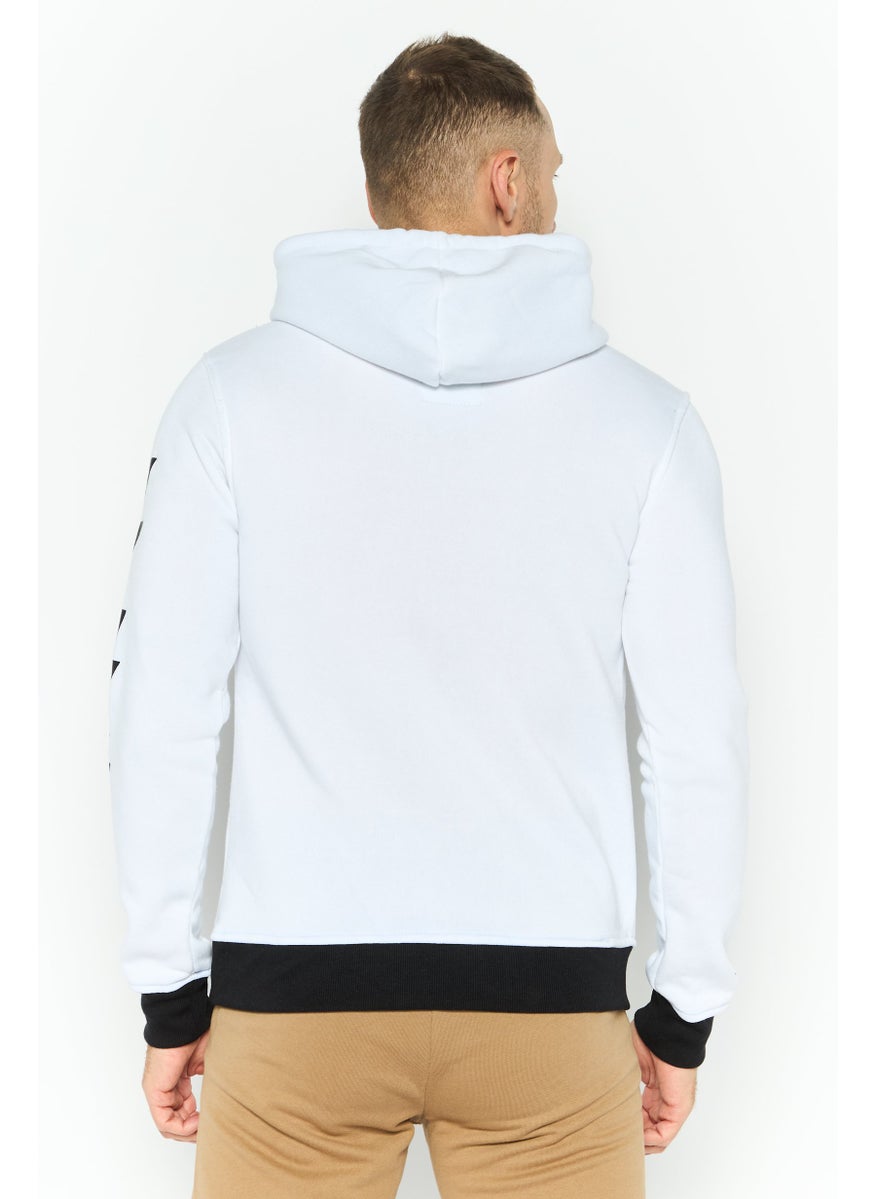 Modern Culture Men Grpahic Print Long Sleeves Hooded Sweatshirt, White  - Image 4