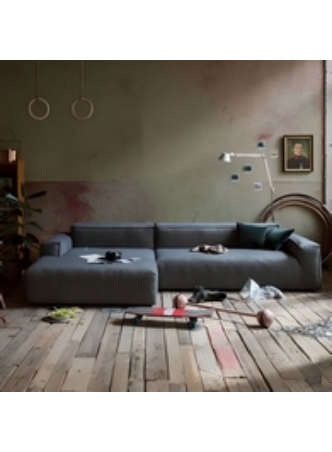 Homzmart Swedish Wood and Linen L-Shape Sofa - Grey - Image 3