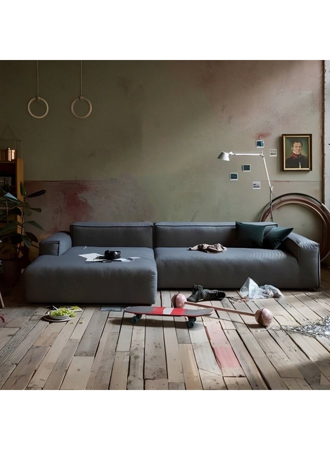 Homzmart Swedish Wood and Linen L-Shape Sofa - Grey - Image 1