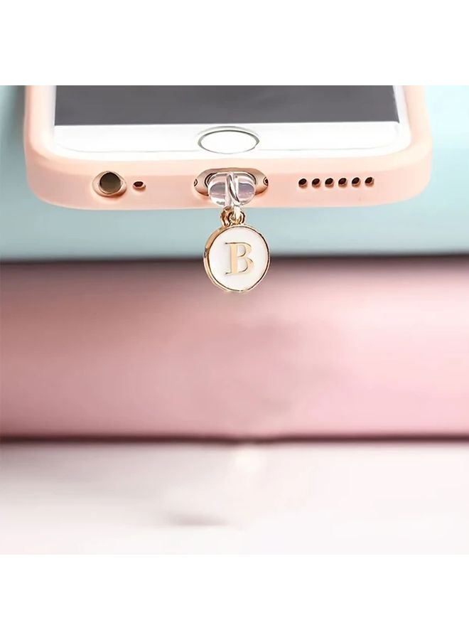 White Letter B Style Dust Plug For iPhone Type C Alloy Port Protector - Image 1
