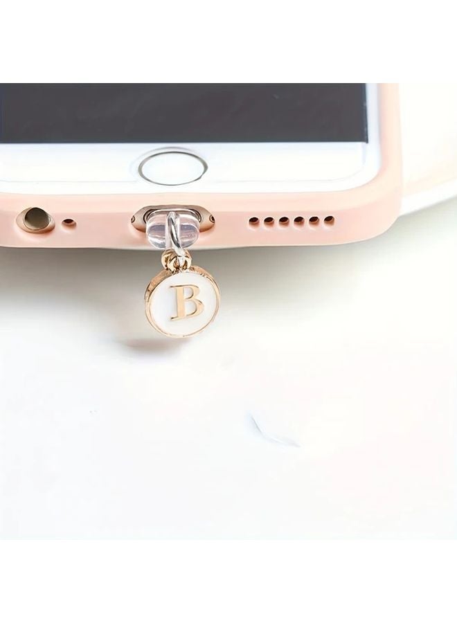 White Letter B Style Dust Plug For iPhone Type C Alloy Port Protector - Image 3