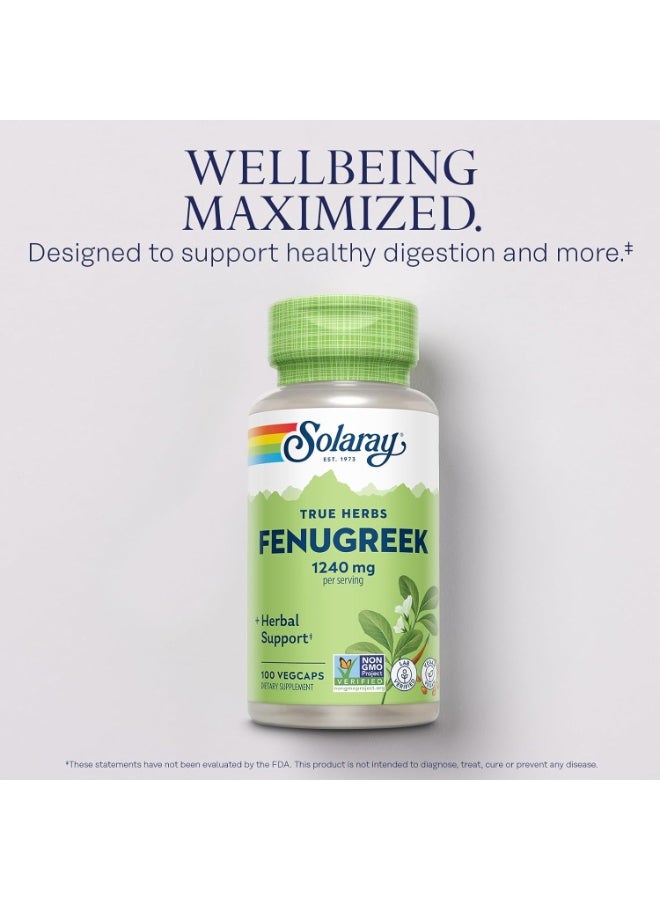 SOLARAY Fenugreek Seed 1240mg – Digestion & Wellness Support – 100 Vegan Capsules (50 Servings) - Image 3