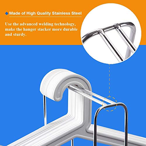 INDIAN DECOR 38800 Clothes Hanger Organizer Rack Sturdy Stainless Steel Clothes Caddy Storage Holder Stacker for Closet & Room Tidier Laundry Rooms Drying Rack (Chrome) - Image 2