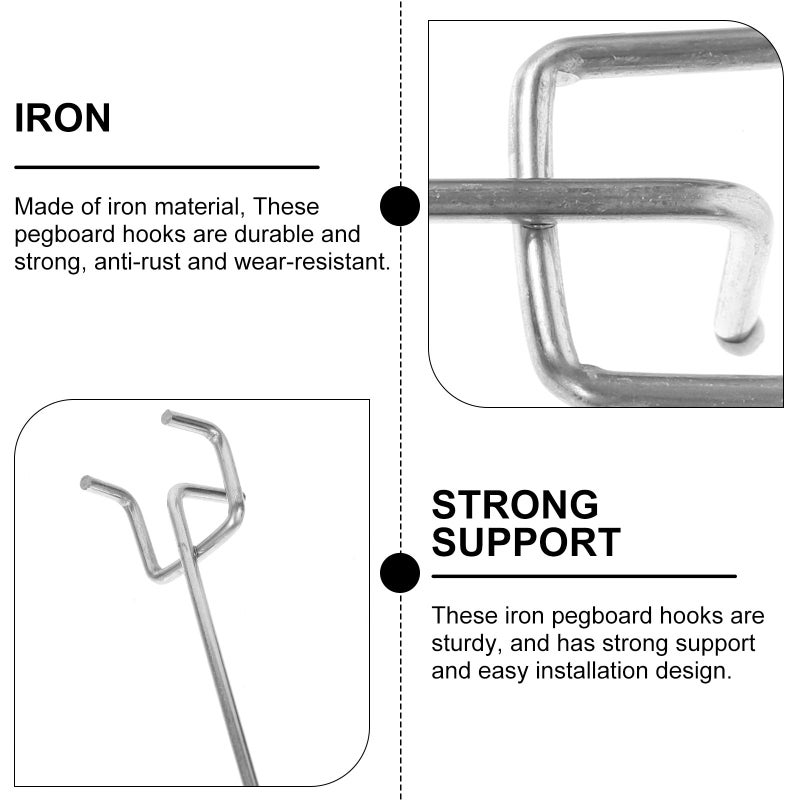 Iron Pegboard Hooks 20 Sets With Protective Caps Heavy Duty Double Prong For Tool Organization - Image 4