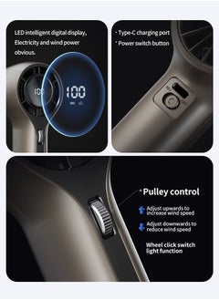 GIFT Portable Handheld Fan, Speed(1-100) Adjustable Turbo Mini and 3000mAh Battery Rechargeable Personal Fan, Digital Display, Gifts for Women Men Travel/Camping/Outdoor-Green  - Image 3