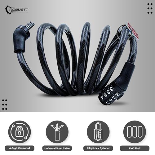 Robustt Keyless Numeric Bike Cable Lock - Pack of 1 | Preset Combination | Heavy Duty Anti-Theft Protection | Multi-Purpose Lock for Bike, Bicycle, Helmet, Luggage - Image 2