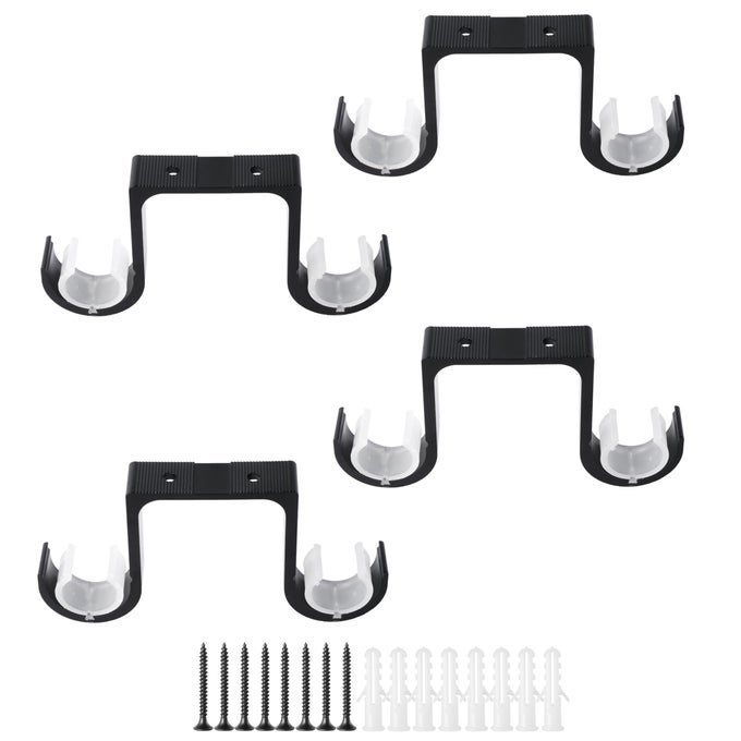 Heavy Duty Double Curtain Rod Holders 4 PackCeiling Curtain Rod Brackets Drilled Aluminum Alloy for Bedroom Living RoomBlack