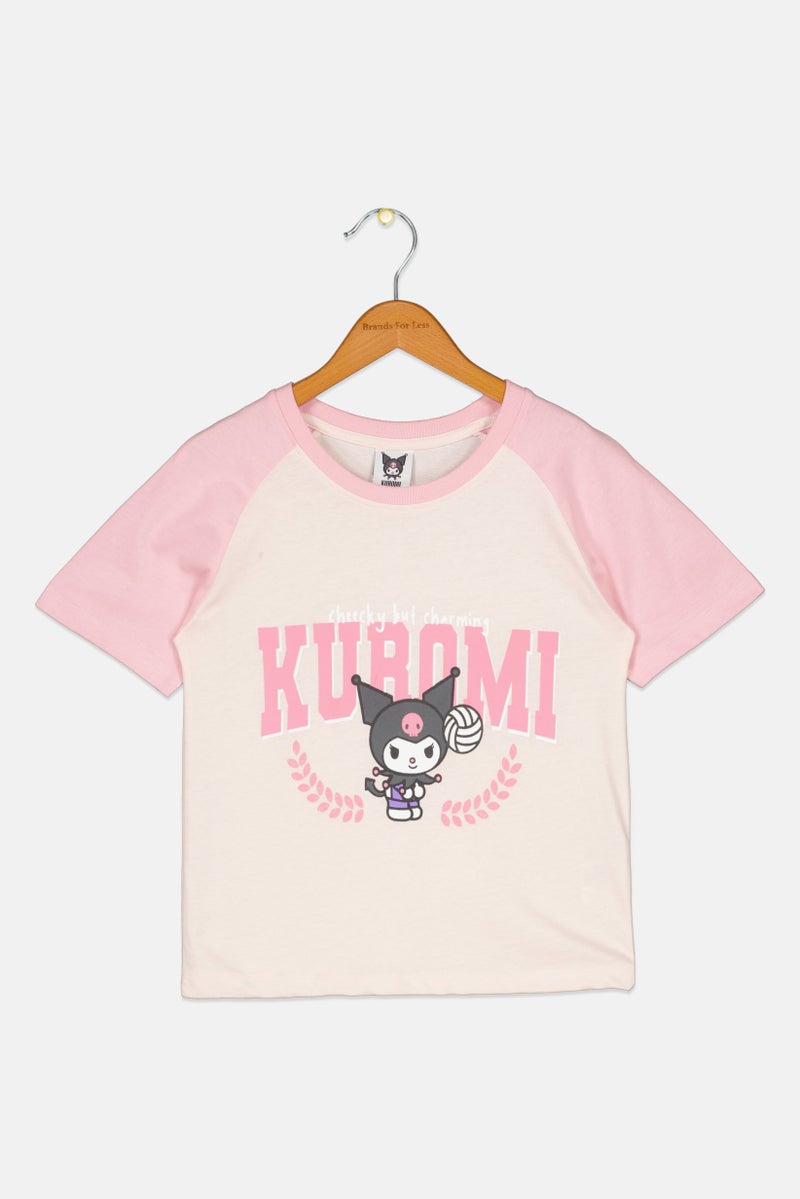 Disney x Kuromi  Kids Girl Graphic Print Short Sleeve T-Shirt, Multicolor - Image 2