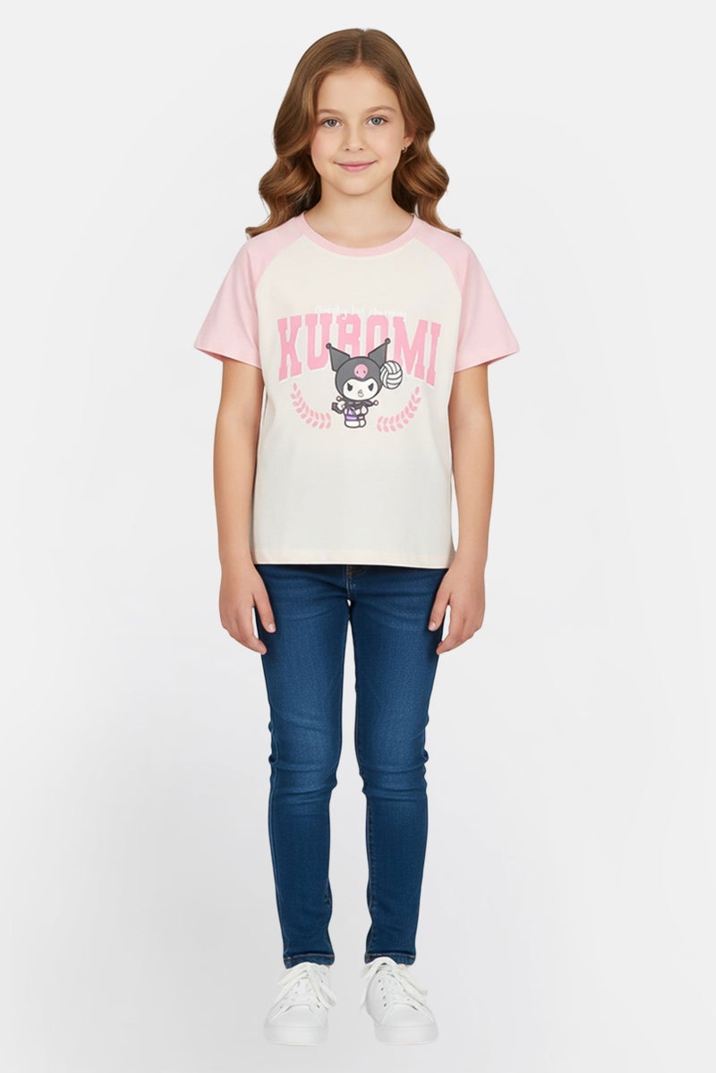 Disney x Kuromi  Kids Girl Graphic Print Short Sleeve T-Shirt, Multicolor - Image 1