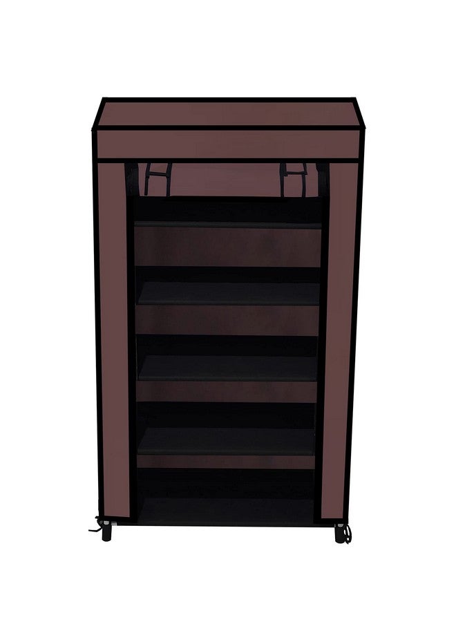 ROBMOB 5 Tier Metal Shoe Rack Collapsible Shoe Organiser with Adjustable Shelves Space Saving Lightweight Racks Foldable Sneaker Footwear Best for Men, Women, Boots, Slippers (Brown Cover) - Image 4