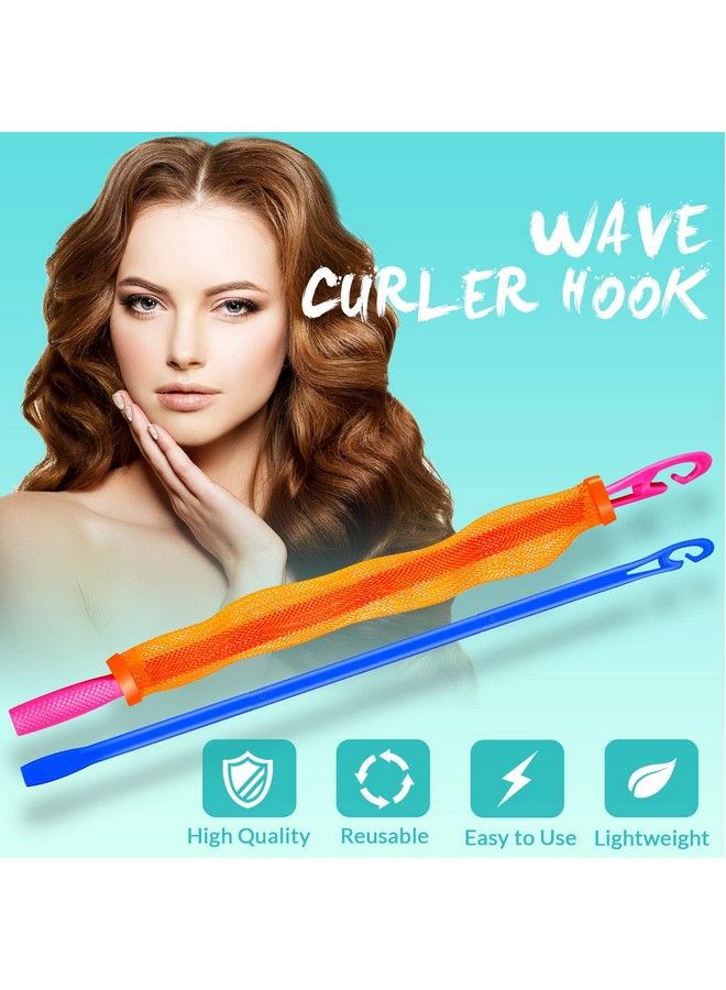 Yilloog 4 Pcs Hair Curlers Hook Spiral Curls Hook 13.8 Inch 22 Inch Styling Hair Hook Extended Heatless Curls Hook For Long Wave Hair Curlers Blue Rose Red - Image 5