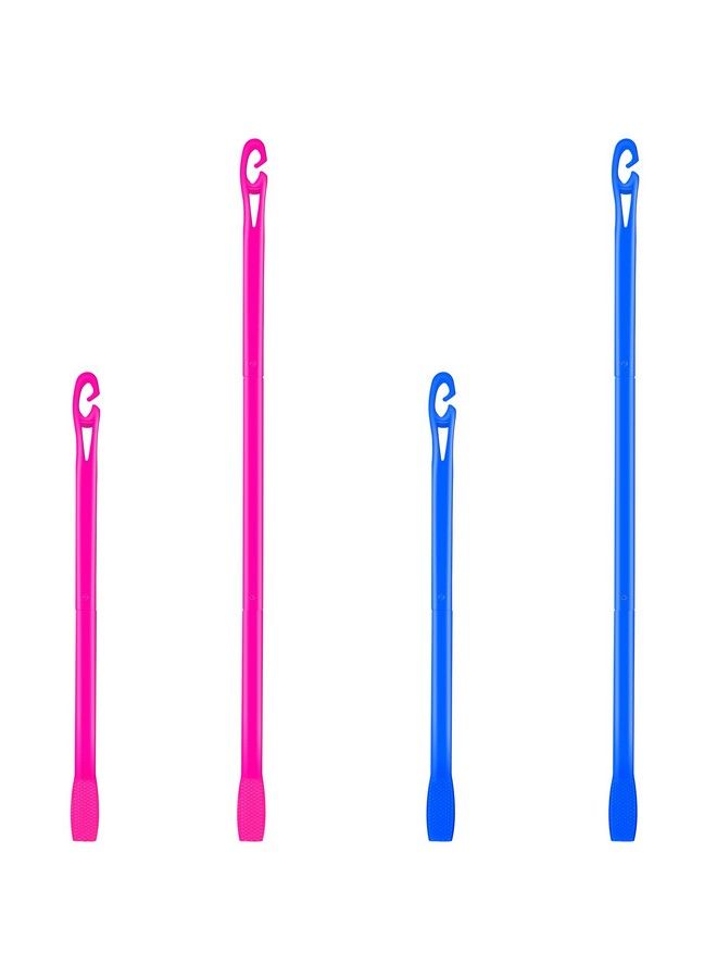 Yilloog 4 Pcs Hair Curlers Hook Spiral Curls Hook 13.8 Inch 22 Inch Styling Hair Hook Extended Heatless Curls Hook For Long Wave Hair Curlers Blue Rose Red - Image 1