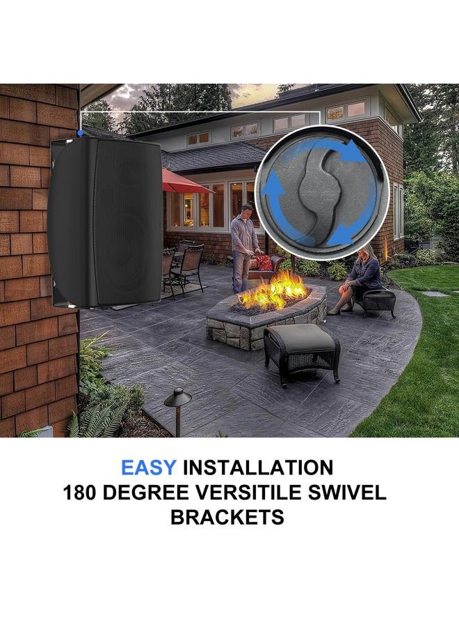 Herdio 4 Inch Passive Outdoor Speakers Wired,200W High Performance Wall Mount Waterproof Speakers for Patio, Deck, Backyard,Effortless Mounting Swivel Brackets,Black - Image 5